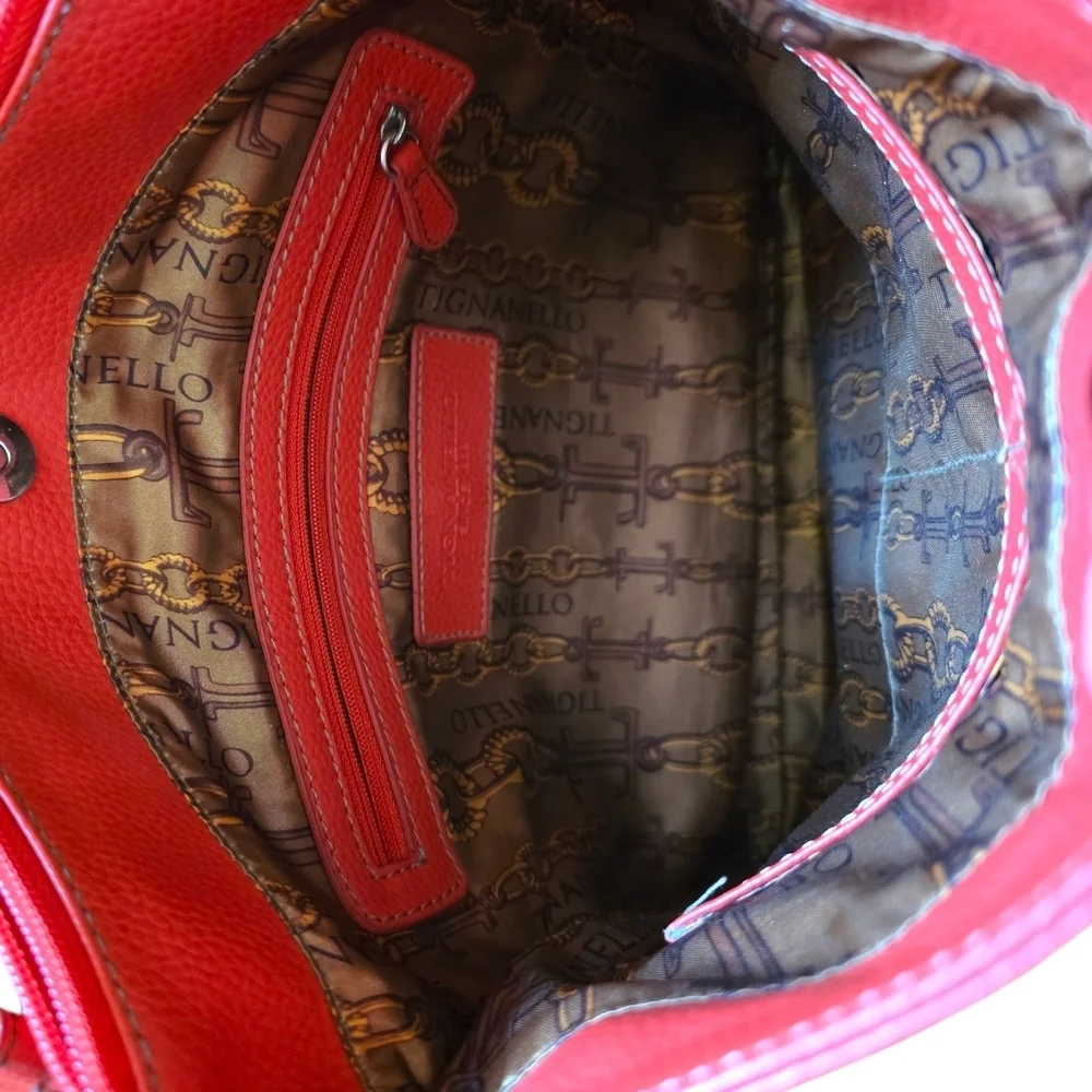 Tignanello XL Pebbled Leather Crossbody Bag Bloodorange Functional LIKE NEW